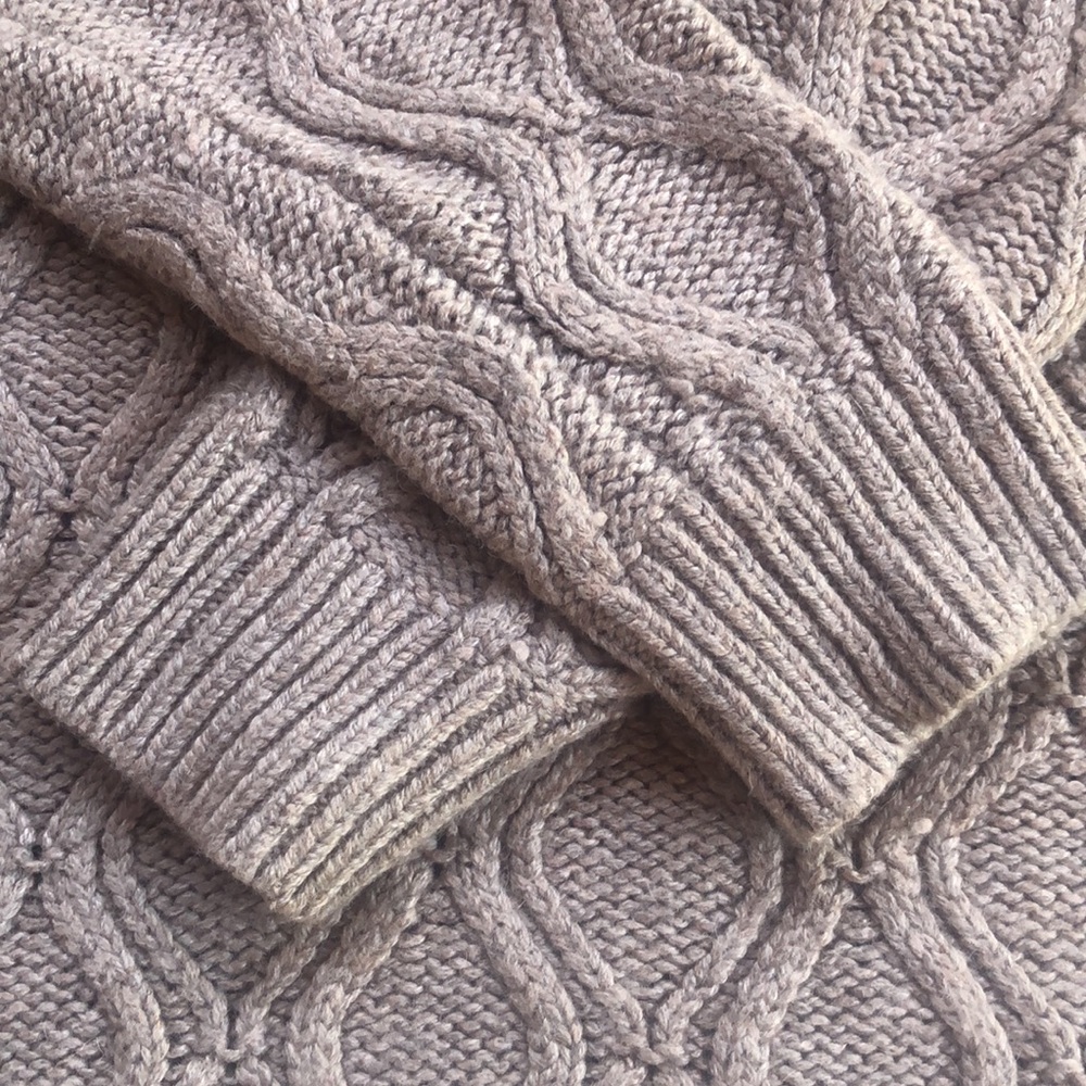LOFT ANN TAYLOR Boatneck Cable Knit Sweater - Tan- Medium - Picture 7 of 10